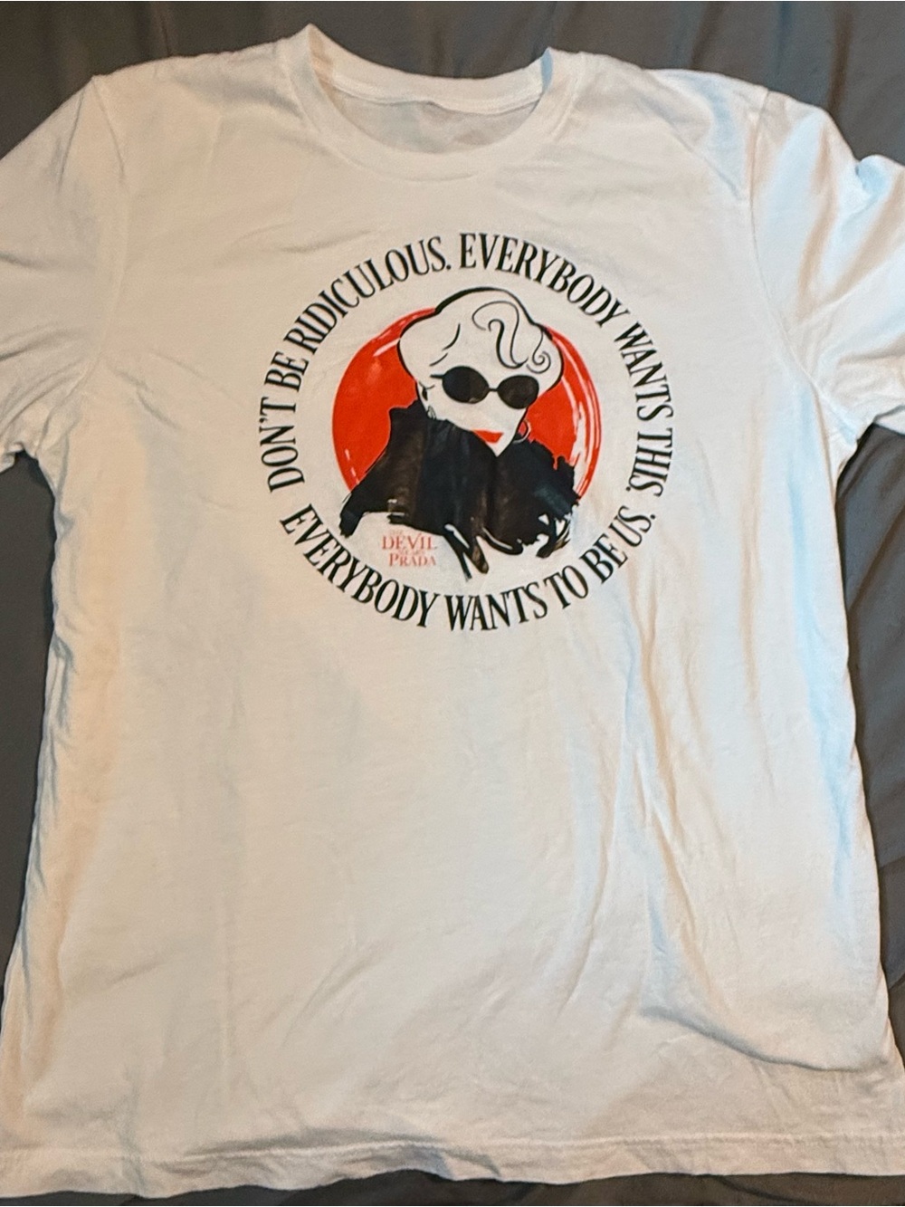 Miranda Devil Wears Prada Short Sleeve Tee with Red Accent